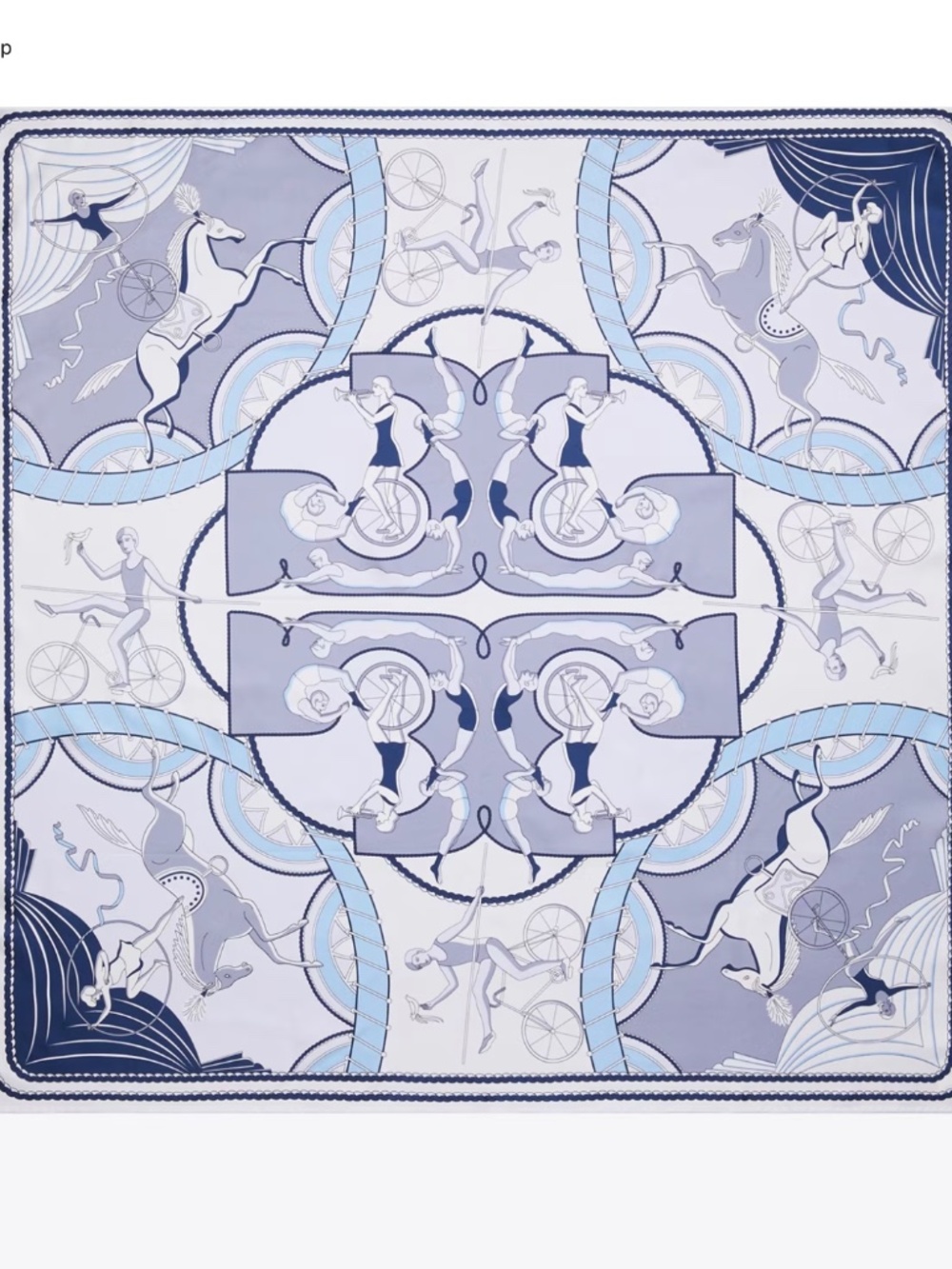 Tory Burch Aeronauts Double-Sided 100% Silk Square Scarf Blue Reversible 36" - Picture 1 of 9
